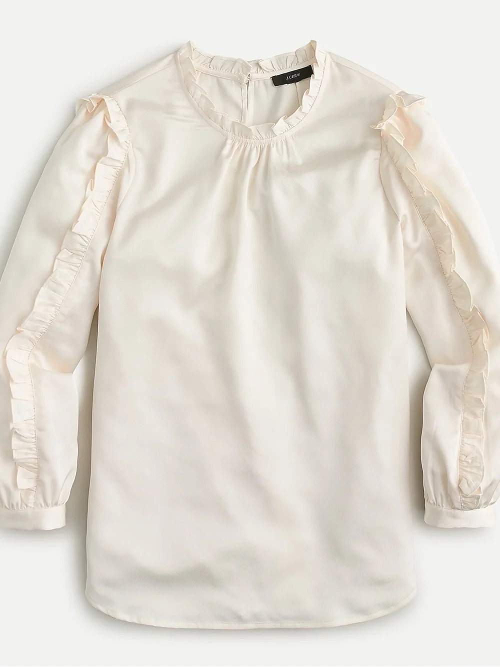 J Crew ruffle sleeve blouse in satin crepe size L